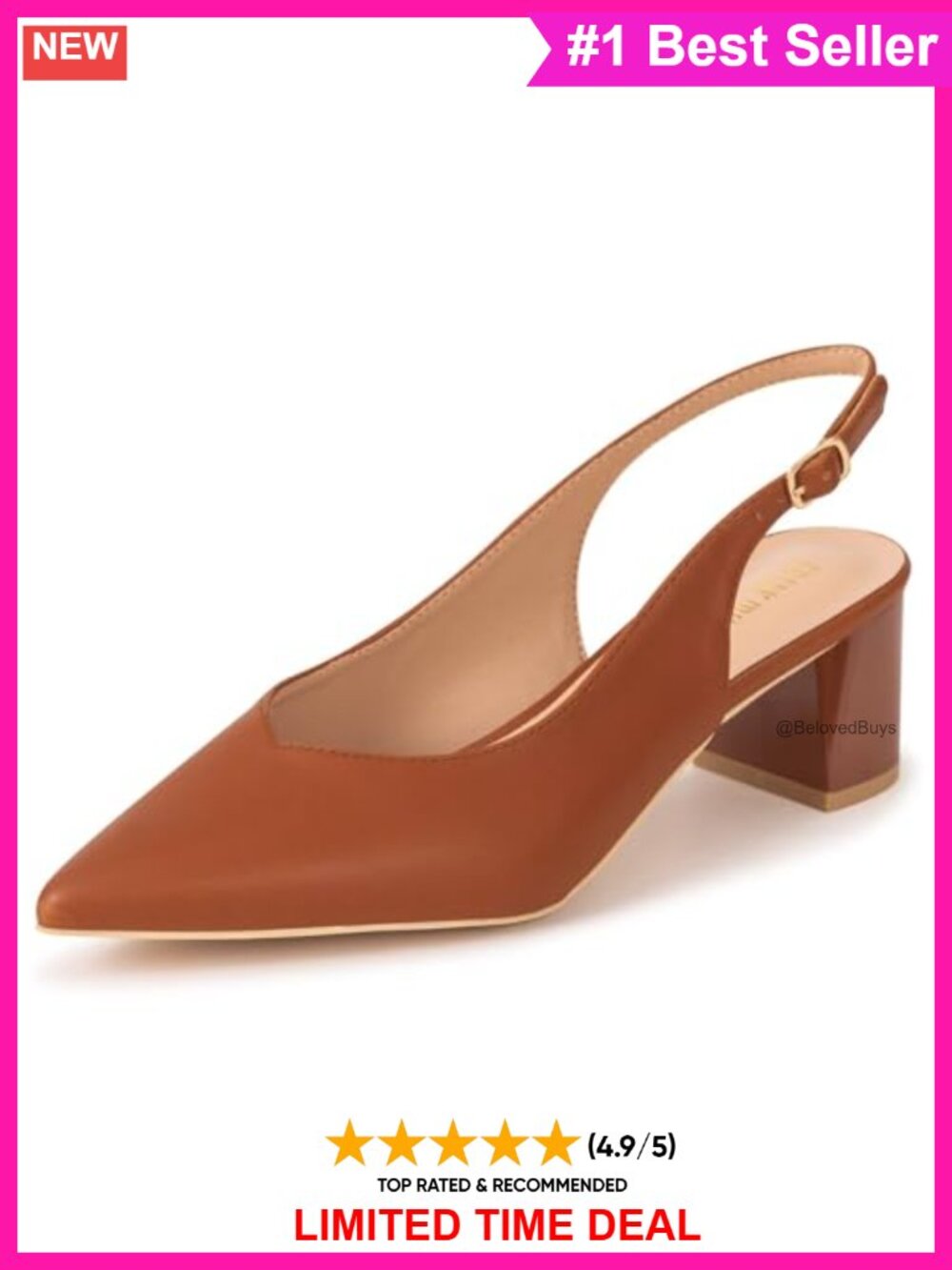 Frank Mully Women's Slingback Chunky Heel Pointed Toe Work Pumps